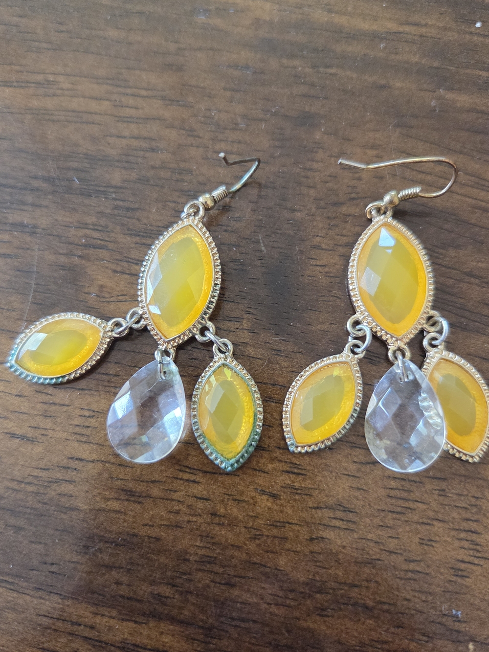 Brilliant Yellow Teardrop & Marquise Dangle Earrings